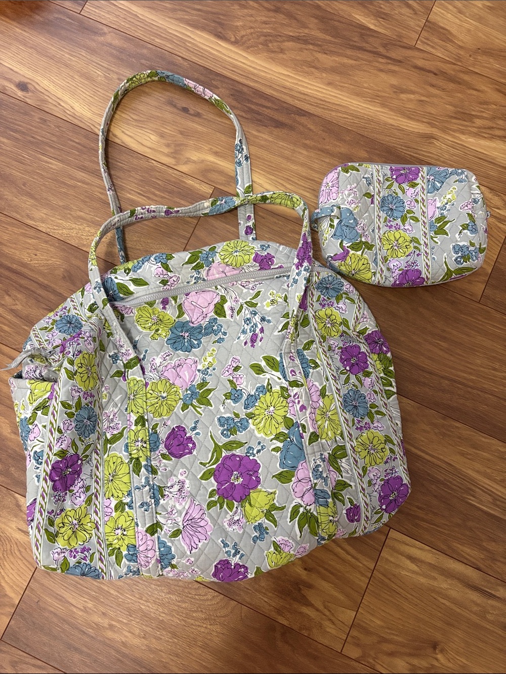 Vera Bradley Watercolor Large Duffel Bag and Matching Travel Makeup Bag